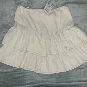 Khaki colored ruffled skirt